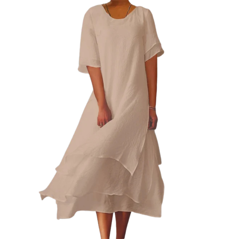 Anna – Elegant kortærmet kjole med rund halsudskæring