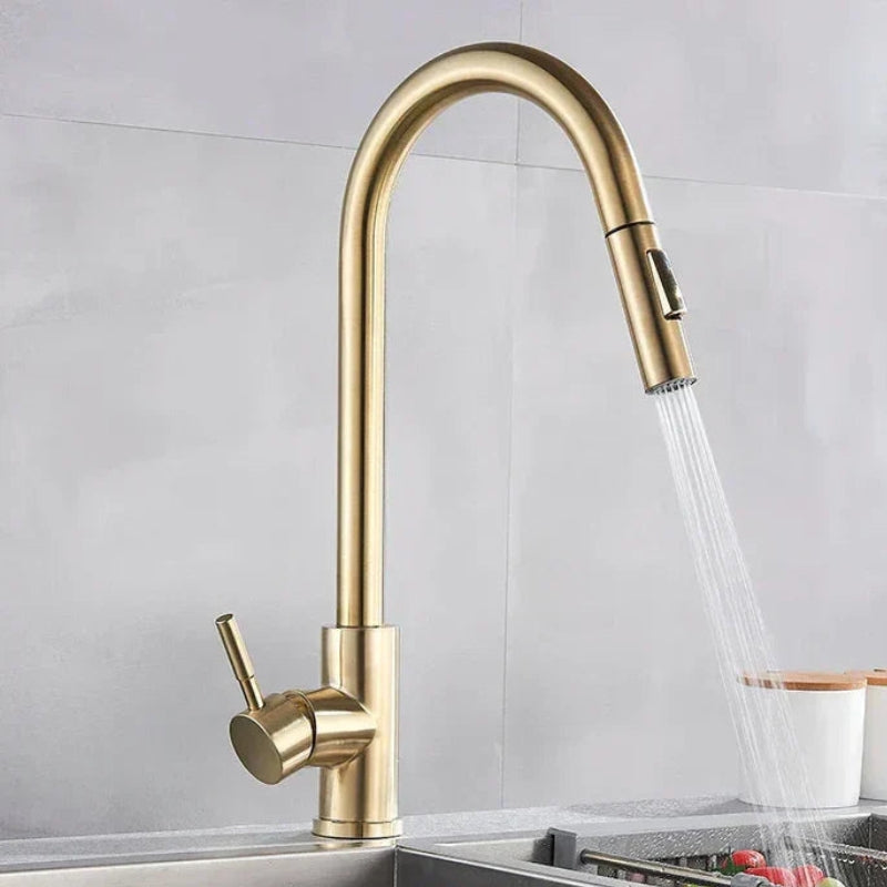 AquaFlow – 360° Roterende Blandingsbatteri i Rustfrit Stål med Justerbart Greb til Køkken/Badeværelse