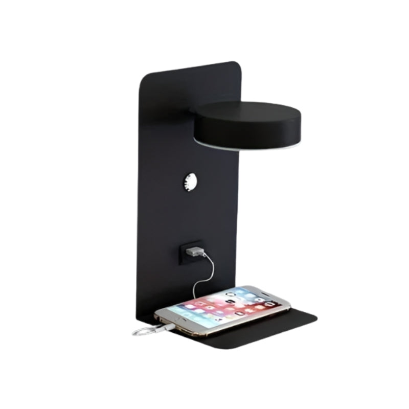 DazzleShelf – Væghængt Natlampe med Hylde og USB-Opladningsport