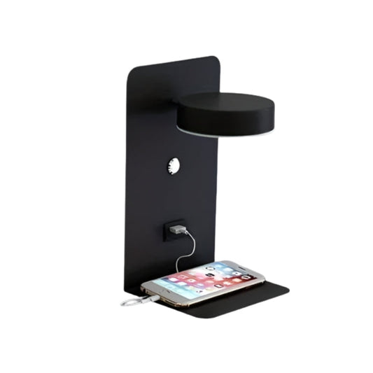 DazzleShelf – Væghængt Natlampe med Hylde og USB-Opladningsport