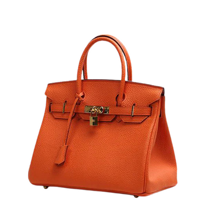 Marcellin – Struktureret håndtaske med elegant låsedetaljer og rummeligt interiør til daglig brug