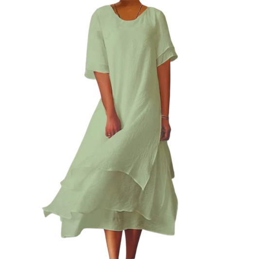 Anna – Elegant kortærmet kjole med rund halsudskæring