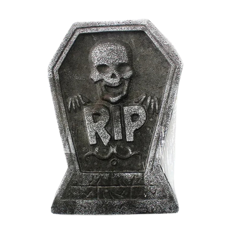 GraveGlow – Gravstensdekoration i Skum med Patineret Stenlook til Halloween