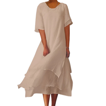 Anna – Elegant kortærmet kjole med rund halsudskæring