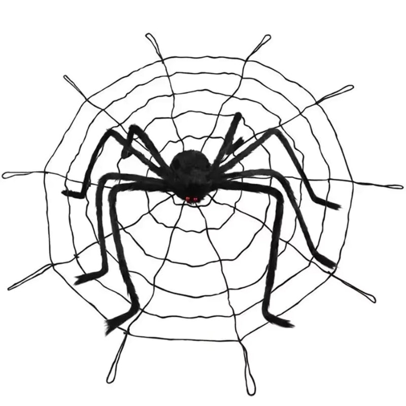 CreepNest – Kæmpe Halloween-edderkoppereir med Net og Udendørs Tilbehør