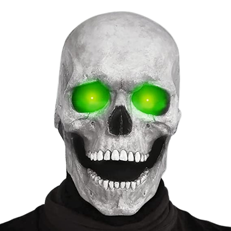 SkullMask – Fuld Latex Kostumemaske med Lysende Øjne til Sæsonbrug