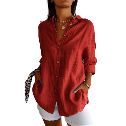 Greta – Langærmet skjorte med klassisk krave og knapper