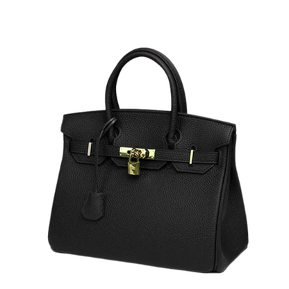 Marcellin – Struktureret håndtaske med elegant låsedetaljer og rummeligt interiør til daglig brug