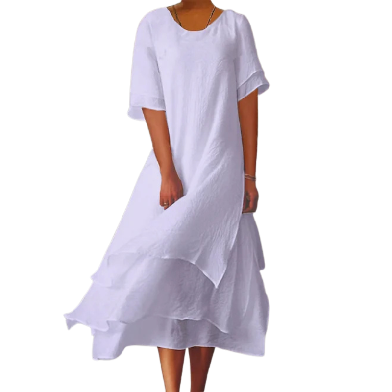 Anna – Elegant kortærmet kjole med rund halsudskæring