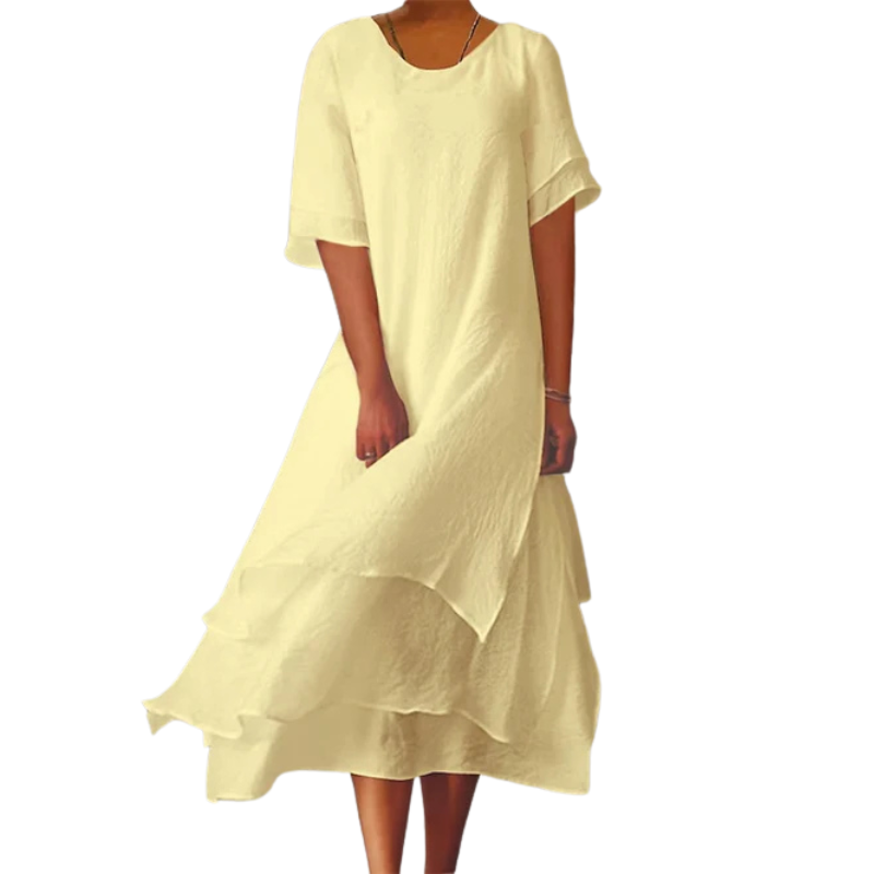 Anna – Elegant kortærmet kjole med rund halsudskæring