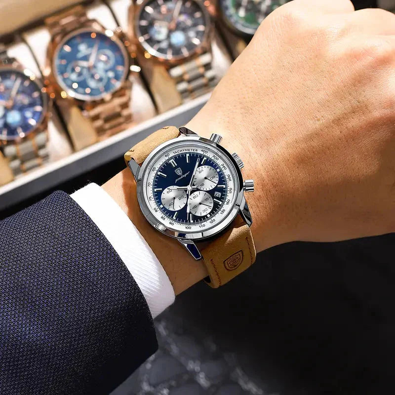 Vega – Elegant kronografur med tekstureret bezel og sub-dials