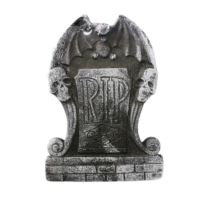 GraveGlow – Gravstensdekoration i Skum med Patineret Stenlook til Halloween