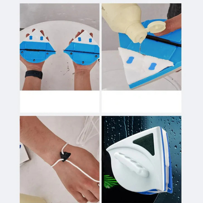 ClearMag - Magnetisk vinduespudser med trekantet design og sikkerhedsreb