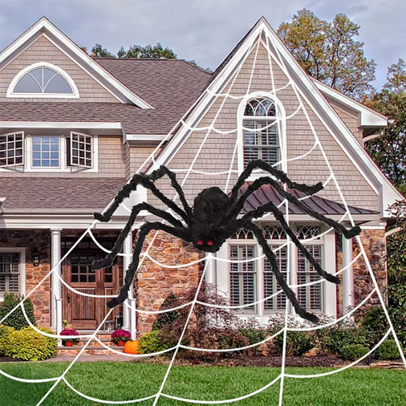 CreepNest – Kæmpe Halloween-edderkoppereir med Net og Udendørs Tilbehør