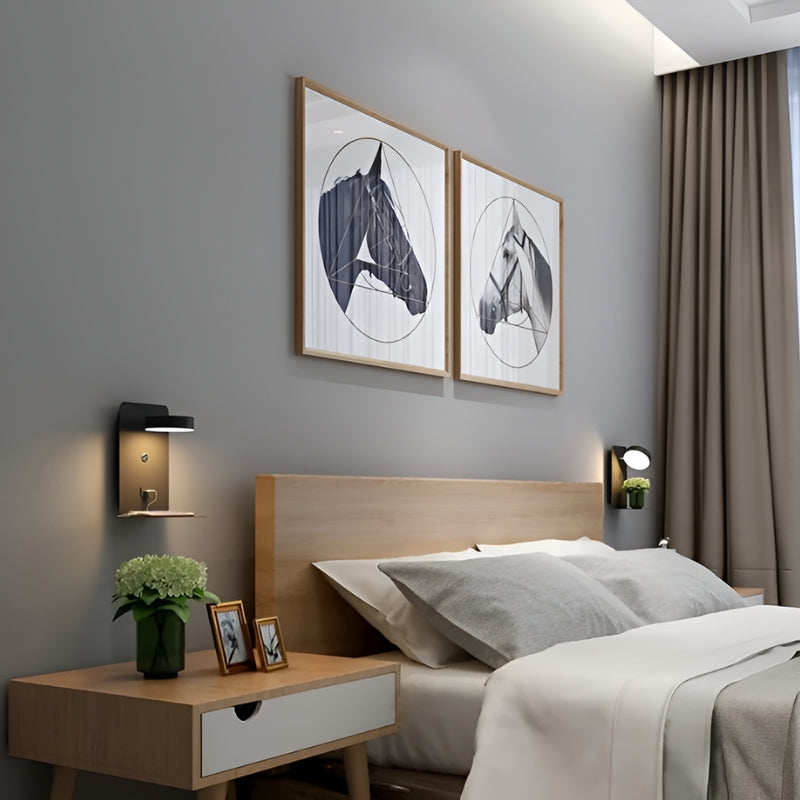 DazzleShelf – Væghængt Natlampe med Hylde og USB-Opladningsport