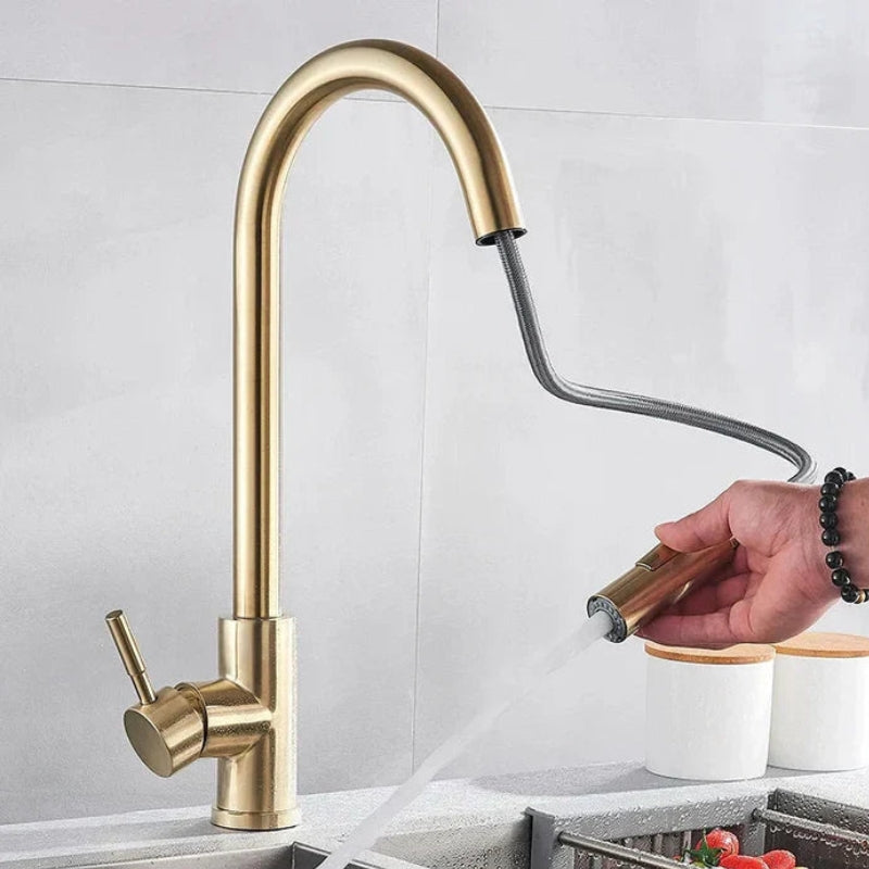 AquaFlow – 360° Roterende Blandingsbatteri i Rustfrit Stål med Justerbart Greb til Køkken/Badeværelse