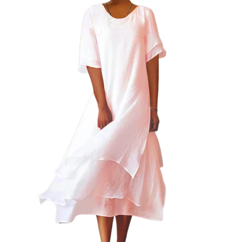 Anna – Elegant kortærmet kjole med rund halsudskæring