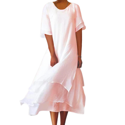 Anna – Elegant kortærmet kjole med rund halsudskæring