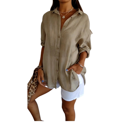 Greta – Langærmet skjorte med klassisk krave og knapper