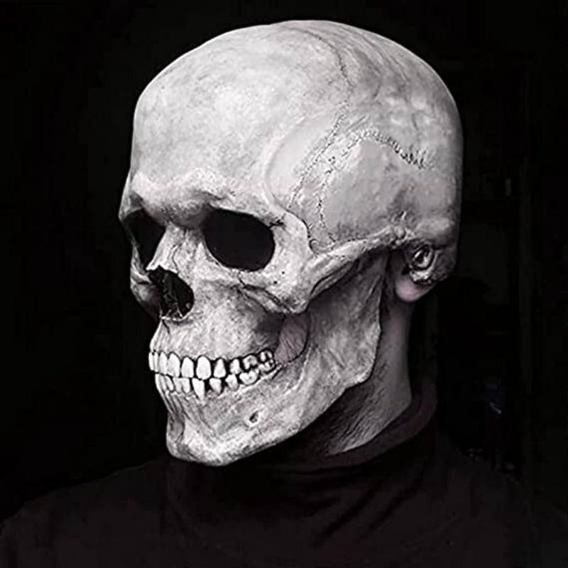 SkullMask – Fuld Latex Kostumemaske med Lysende Øjne til Sæsonbrug