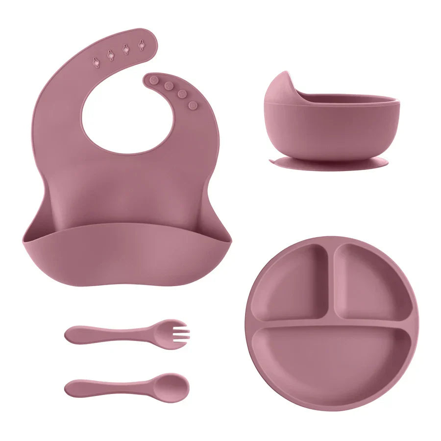 TinyTastes – Komplet 5-delt babyspisesæt med ergonomisk og roligt design