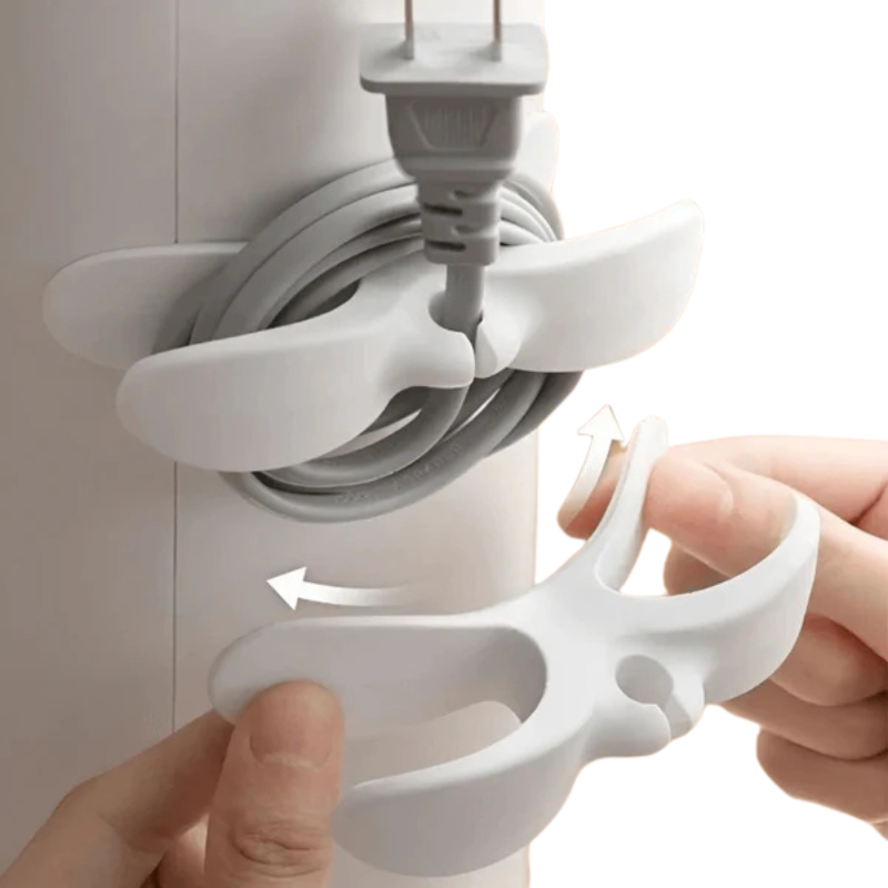 CableCradle – Multi-Slot Kompakt kabelholder med klæbende base til pæn ledningsarrangement