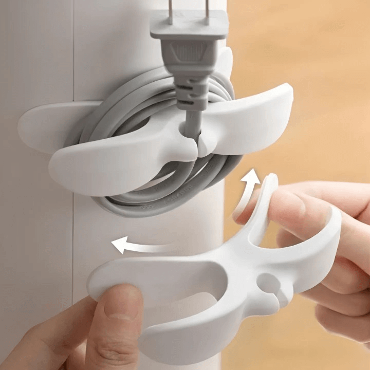 CableCradle – Multi-Slot Kompakt kabelholder med klæbende base til pæn ledningsarrangement